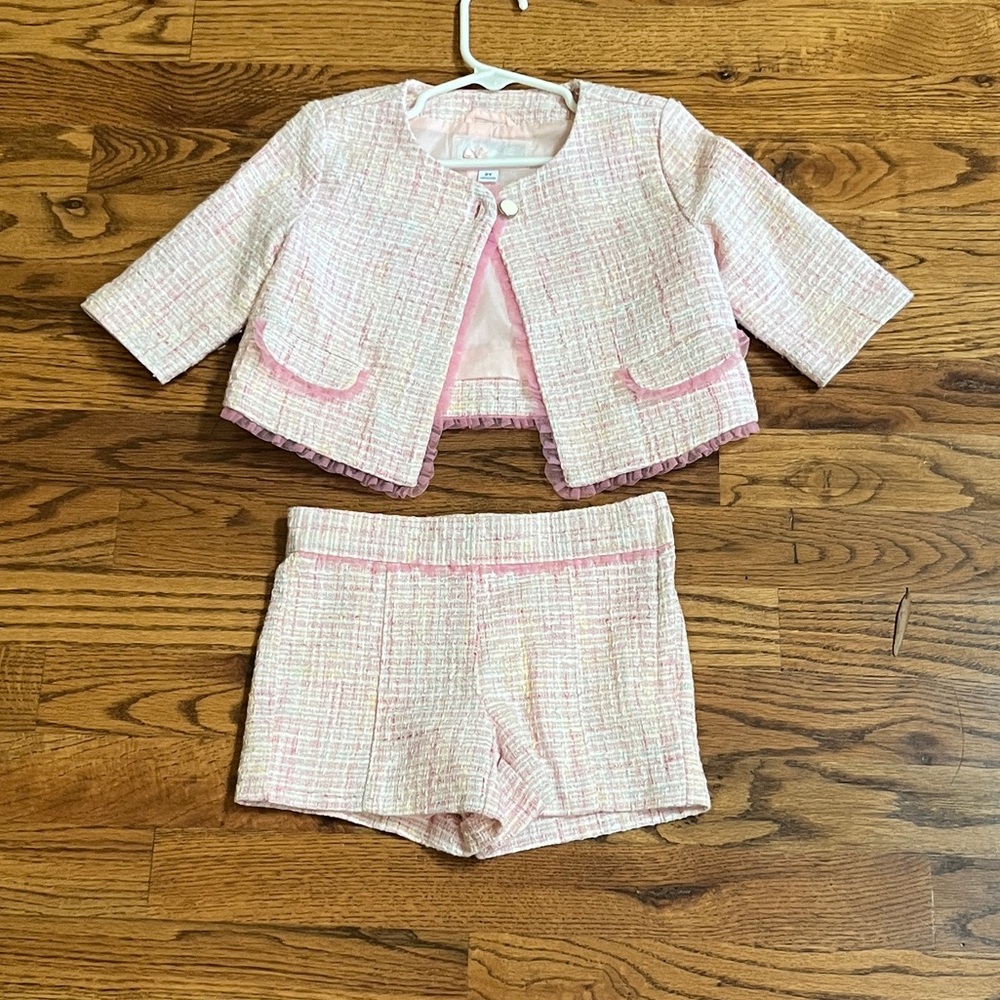 Janie and Jack size 2t pink tweed set. Shorts are NWT.